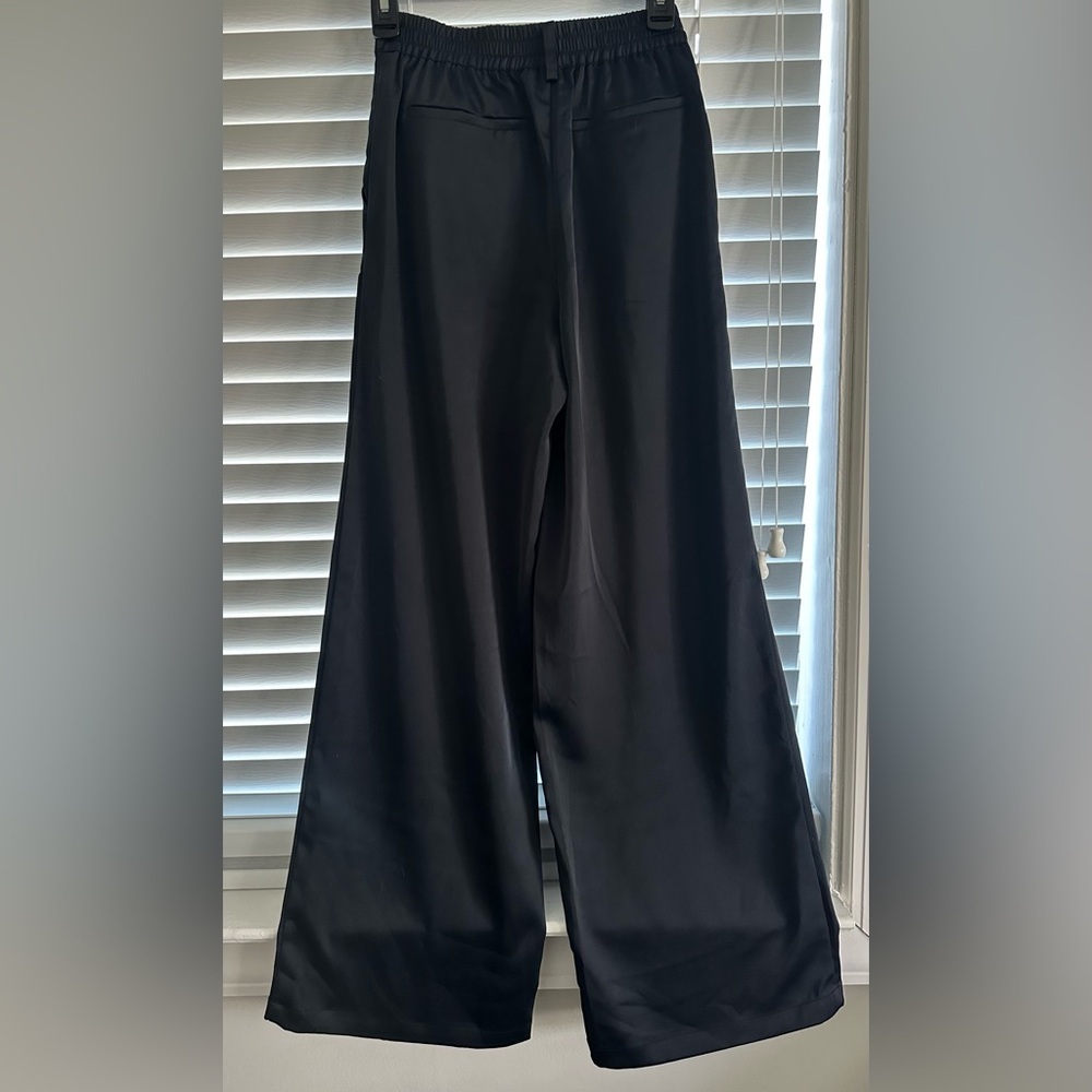 House of Harlo 1960 Satin Pants Wide  Leg Blue - Picture 2 of 6